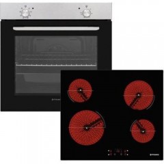 Pyramis PO78010008SIX + PHC62430FMB Φούρνος άνω Πάγκου 78lt με Κεραμικές Εστίες Π59.5εκ. Inox